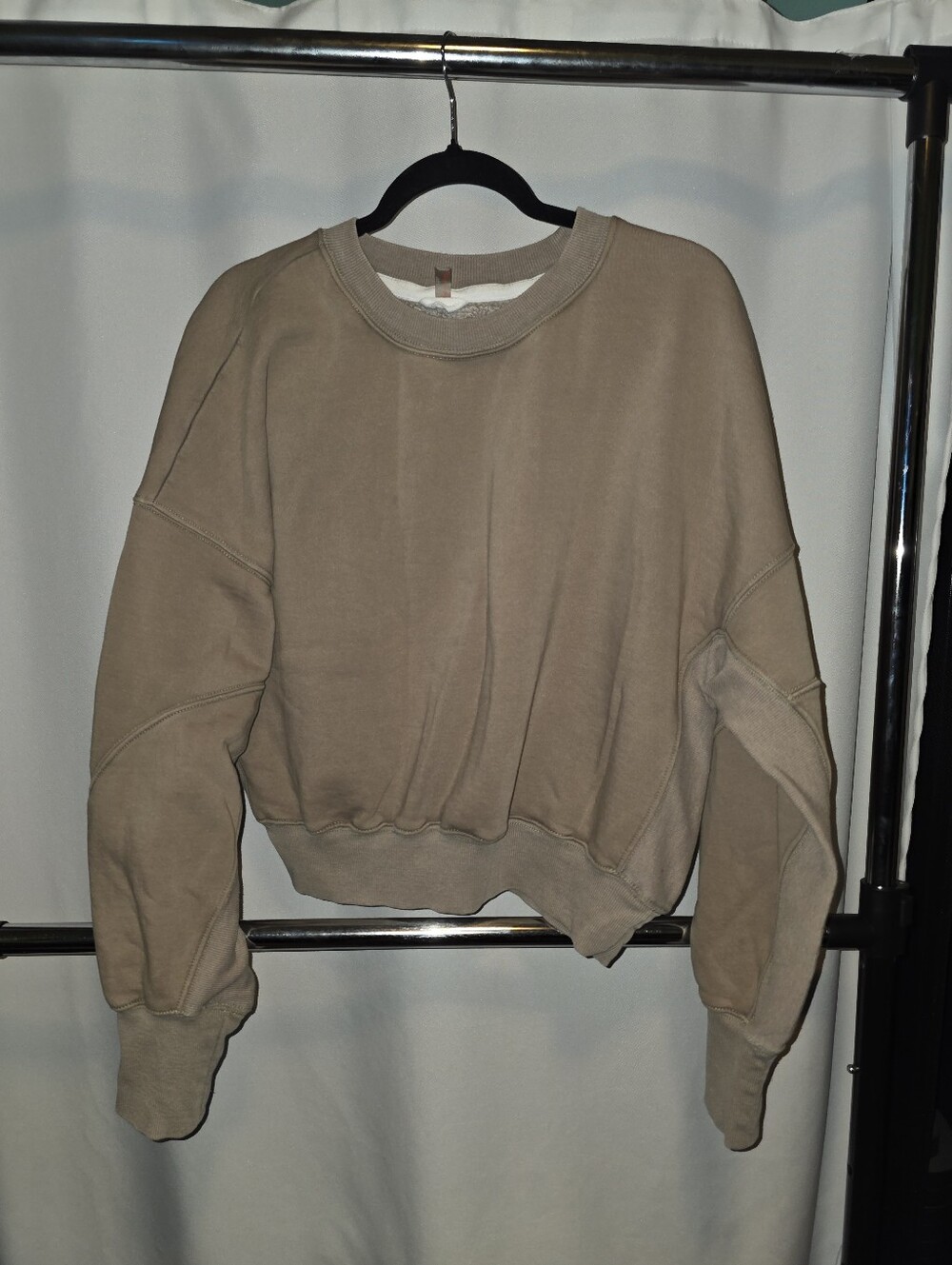 Free People Movement Cropped Crewneck Sweatshirt in Taupe